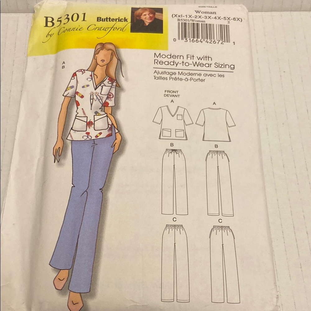 Butterick Pattern B5301 Nurses or Caregivers Uniform Fit by Connie Crawford.